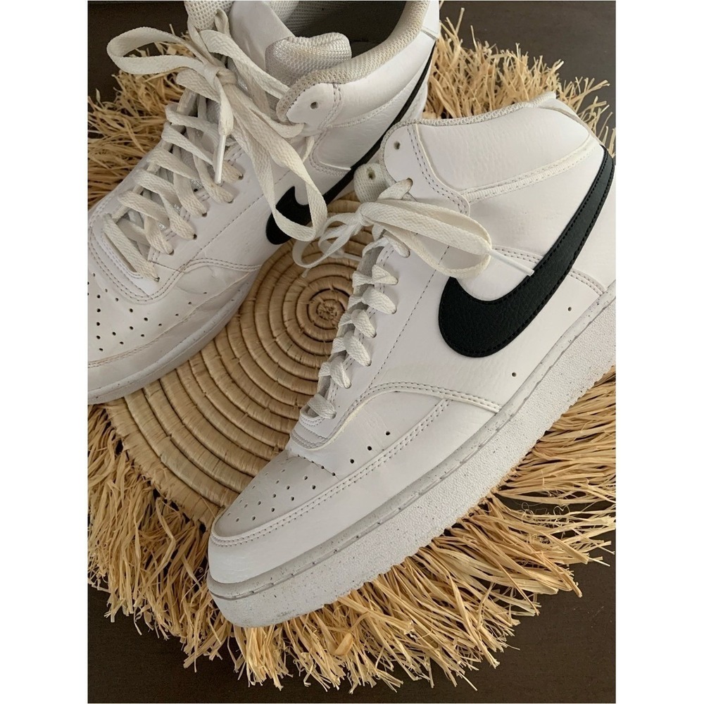 NIKE‎ Men's Court Vision Mid Sneakers White Black Size 10.5